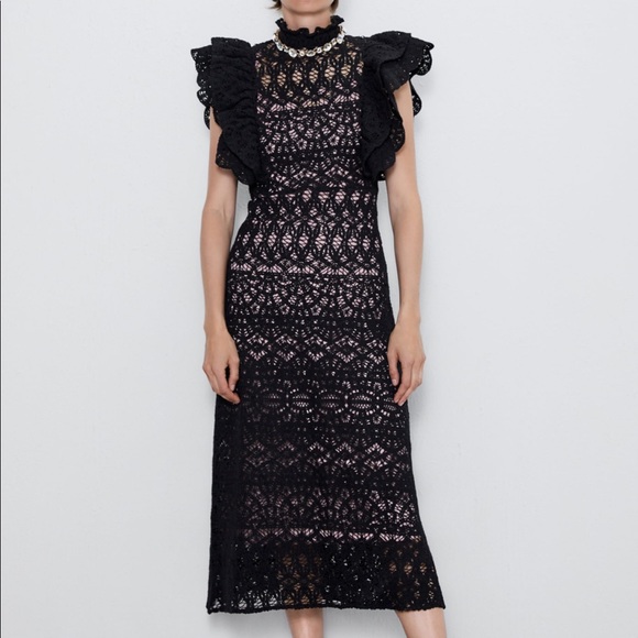 Zara Dresses Zara Textured Ruffle Dress Poshmark